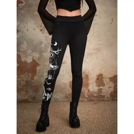 Goth Leggings de cráneo & ojo con estampado