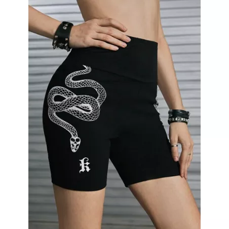 Street Life Shorts biker serpiente & con estampado de letra