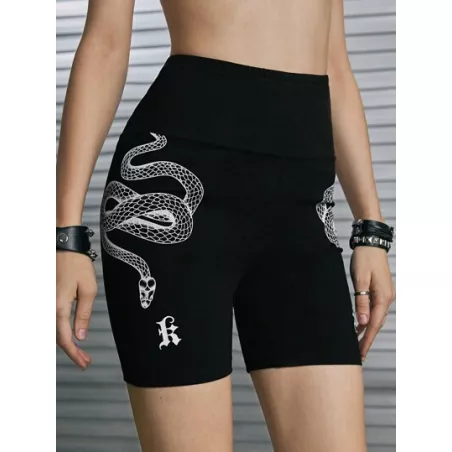 Street Life Shorts biker serpiente & con estampado de letra