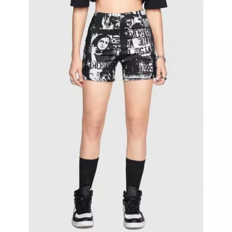 Street Life Shorts biker estampado de cráneo