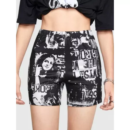 Street Life Shorts biker estampado de cráneo