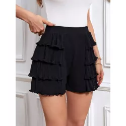 Essnce Shorts de talle alto ribete con fruncido