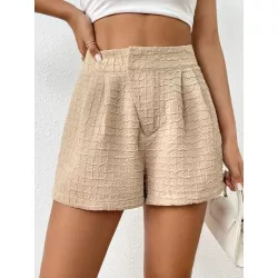 SHEIN LUNE Shorts con textura doblado detalle