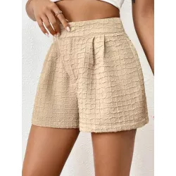 SHEIN LUNE Shorts con textura doblado detalle