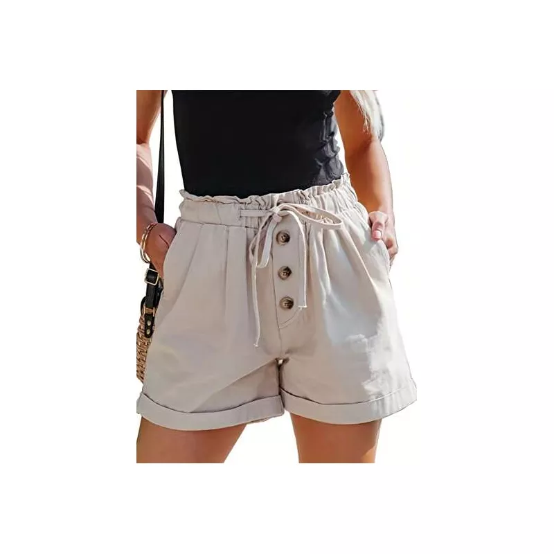 Shorts con cordón de cintura con volante bajo de doblez