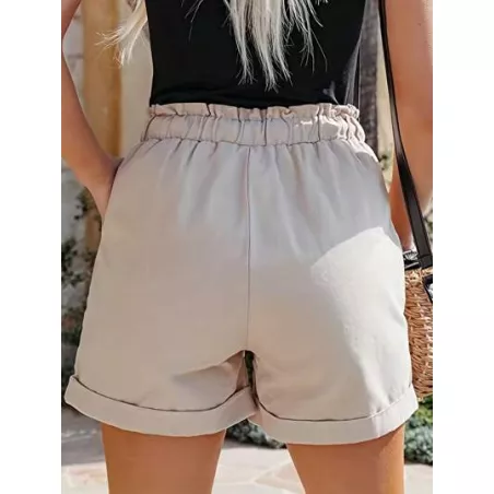 Shorts con cordón de cintura con volante bajo de doblez