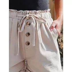 Shorts con cordón de cintura con volante bajo de doblez