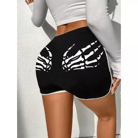 SHEIN LUNE Pantalones Cortos de Mujer Ribete en contraste Halloween Casual