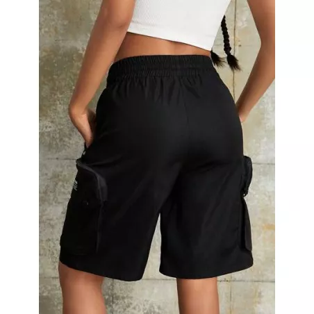 Shorts con bolsillo con solapa de cintura con cordón cargo