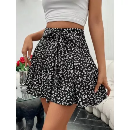 SHEIN VCAY Skort con estampado floral pierna amplia