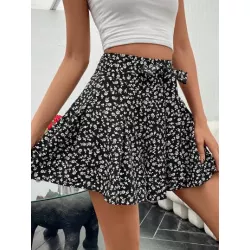 SHEIN VCAY Skort con estampado floral pierna amplia