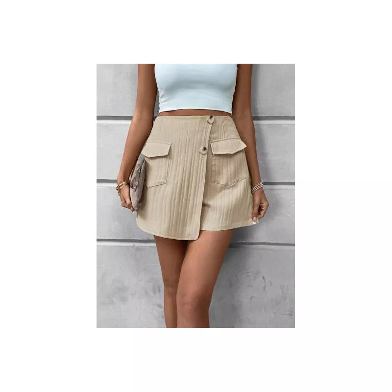 SHEIN LUNE Skort con bolsillo con solapa con botón delantero