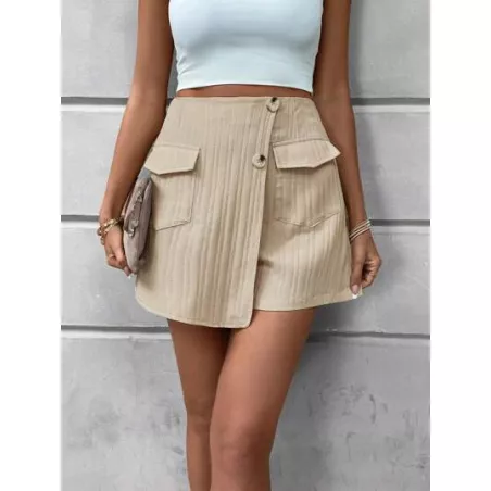 SHEIN LUNE Skort con bolsillo con solapa con botón delantero