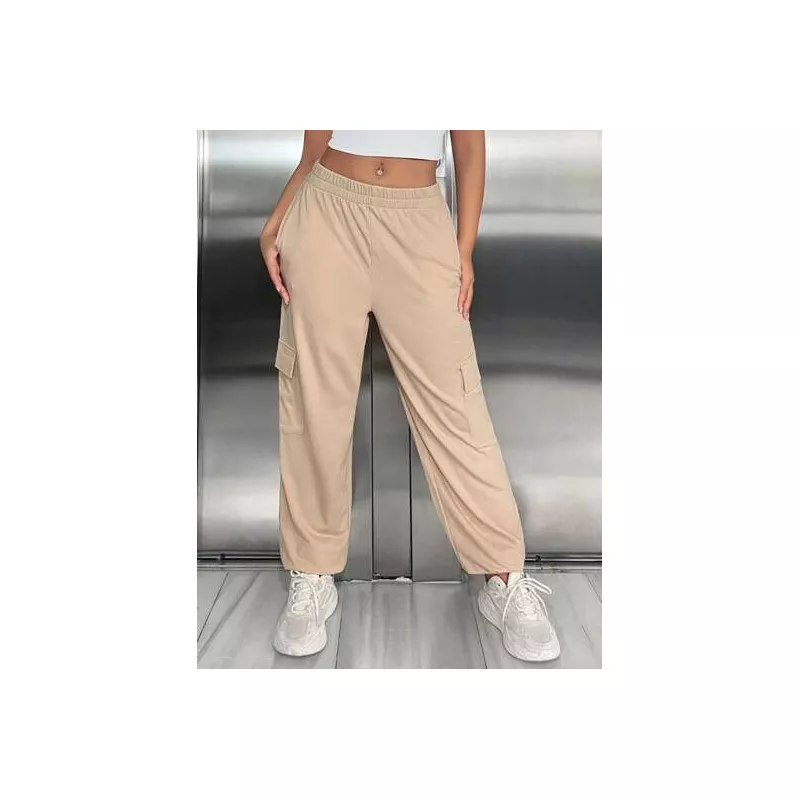 SXY Pantalones deportivos con bolsillo lateral con solapa de cintura elástica