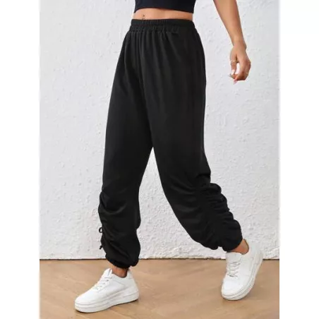 SHEIN EZwear Pantalones de Deporte para Mujer Fruncido Liso