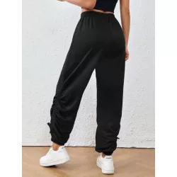 SHEIN EZwear Pantalones de Deporte para Mujer Fruncido Liso