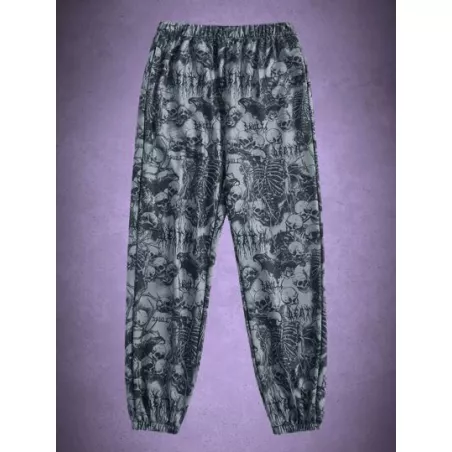 Goth Pantalones deportivos estampado de esqueleto