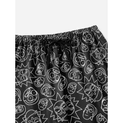 Rick and Morty |  Pantalones deportivos con estampado de figura de cintura con cordón