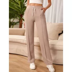 SHEIN Frenchy Pantalones deportivos de cintura con cordón con costura