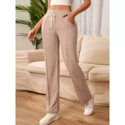 SHEIN Frenchy Pantalones deportivos de cintura con cordón con costura