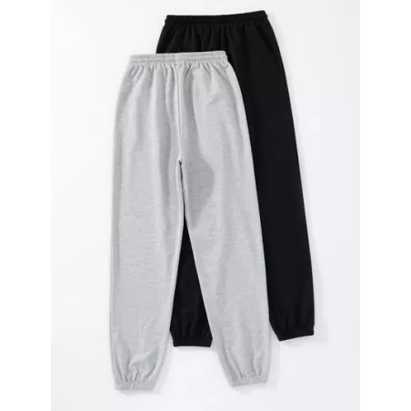 SHEIN EZwear 2 piezas Pantalones deportivos con estampado de letra de cintura con cordón