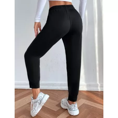 EZwear Pantalones deportivos unicolor de cintura con cordón