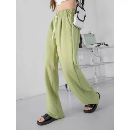 Pantalones deportivos de cintura con cordón con bolsillo oblicuo