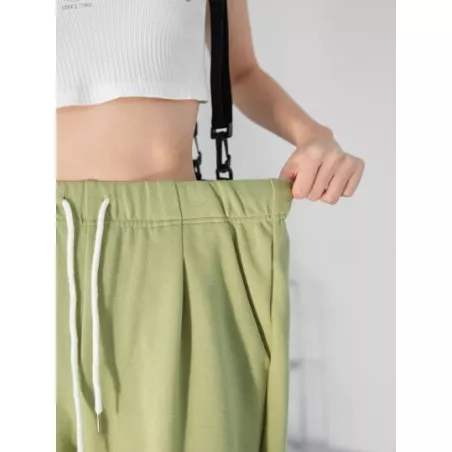 Pantalones deportivos de cintura con cordón con bolsillo oblicuo