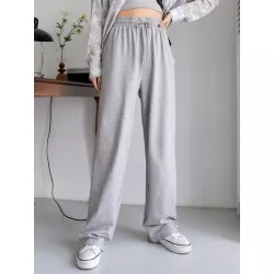 Pantalones deportivos de cintura con cordón de pierna recta