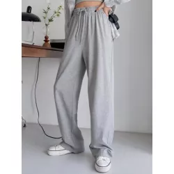 Pantalones deportivos de cintura con cordón de pierna recta