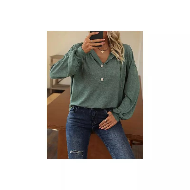 Sudaderas de Mujer Cordón Botones Falsos Liso Casual