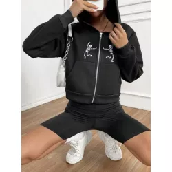 Sudaderas de Mujer Cremallera Bolsillo Gráfico Casual