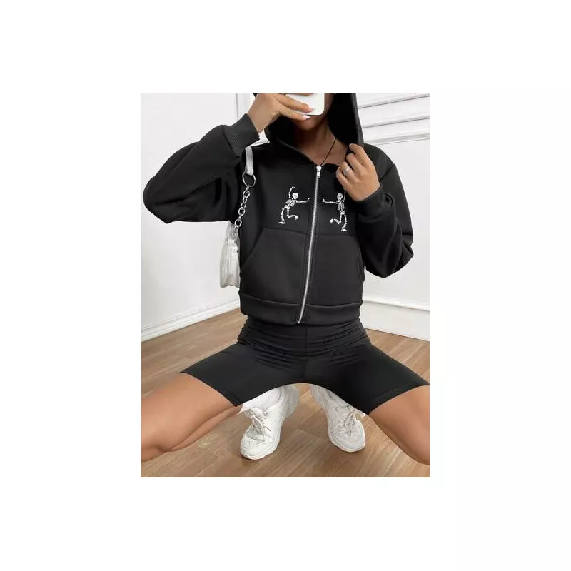 Sudaderas de Mujer Cremallera Bolsillo Gráfico Casual