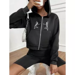 Sudaderas de Mujer Cremallera Bolsillo Gráfico Casual