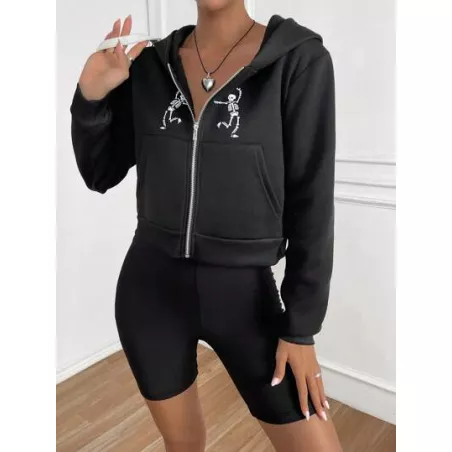 Sudaderas de Mujer Cremallera Bolsillo Gráfico Casual