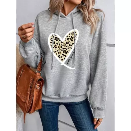 Sudaderas de Mujer Cordón Corazón Estampado de Leopardo Casual