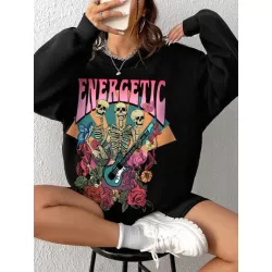 Sudaderas de Mujer Halloween Letras Casual