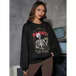 Sudaderas de Mujer Halloween Frase Casual