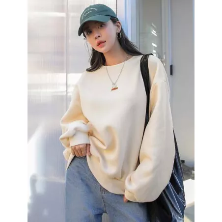 Sudadera amplia con diseño de parche de hombros caídos térmica