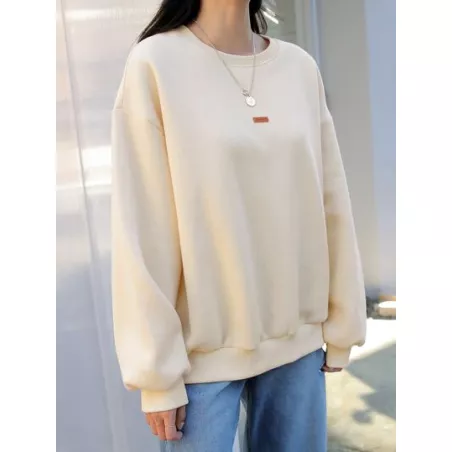 Sudadera amplia con diseño de parche de hombros caídos térmica