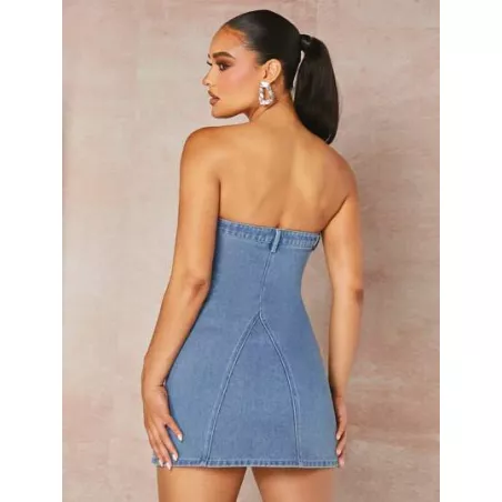 BAE Vestido mezclilla ajustado con lavado tubo