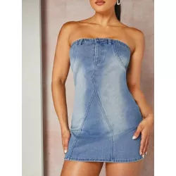 BAE Vestido mezclilla ajustado con lavado tubo