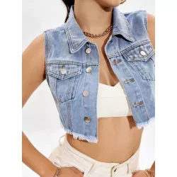 BAE Top tank crop con bolsillo con solapa bajo crudo