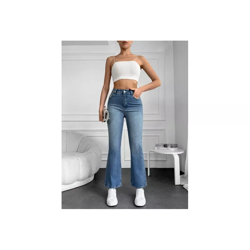 Jeans para mujer Botón Bolsillo Cremallera Liso