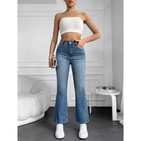 Jeans para mujer Botón Bolsillo Cremallera Liso