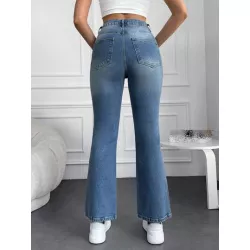 Jeans para mujer Botón Bolsillo Cremallera Liso