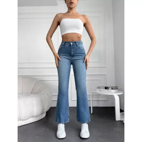 Jeans para mujer Botón Bolsillo Cremallera Liso