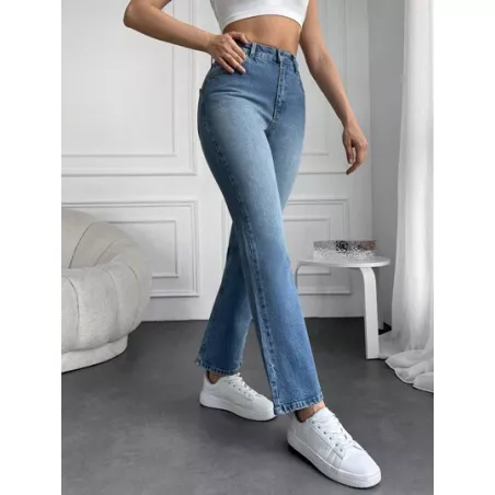 Jeans para mujer Botón Bolsillo Cremallera Liso