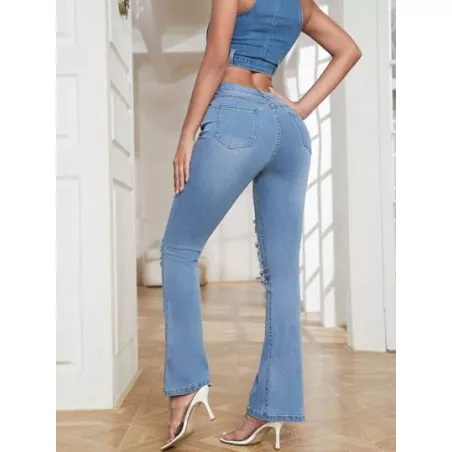 Jeans de pierna amplia desgarro