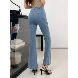 Jeans de pierna amplia bajo con abertura